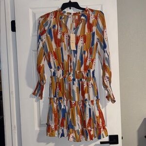 Colorful Long Sleeve Women's Dress